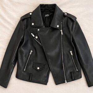 Zara Faux Leather Biker Jacket Black XXL Moto Jacket